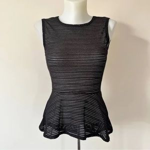 BCBGMaxazria Black Evia Lace Sleeveless Peplum Zipper Back Top Size Medium NWT